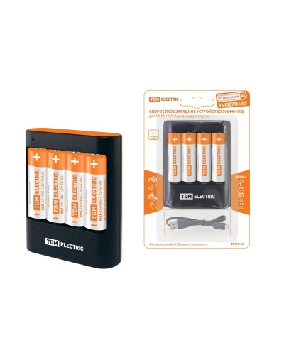 Зарядное устройство 36044Н (3600mA 4слота АА/ААА 4 кан.+4xAA2500 USB) (SQ1702-0101). Зарядное устройство. TDM ЕLECTRIC в Нижневартовске