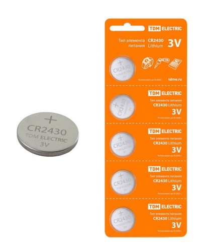 CR2430 Lithium 3V BP-5 TDM (SQ1702-0030). Элемент питания. TDM ЕLECTRIC в Нижневартовске