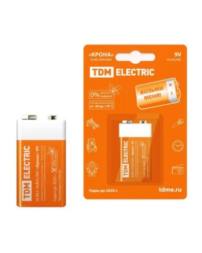 6LR61 Крона 9V BP-1 TDM (SQ1702-0013). Элемент питания. TDM ЕLECTRIC в Нижневартовске