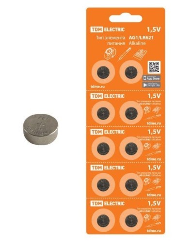 AG1/LR621 Alkaline 1,5V BP-10 TDM (SQ1702-0045). Элемент питания. TDM ЕLECTRIC в Нижневартовске