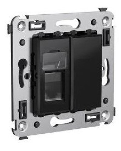 Розетка RJ-45 в стену Avanti одинарная черный квадрат (4402463). Розетка компьютерная. ДКС в Нижневартовске