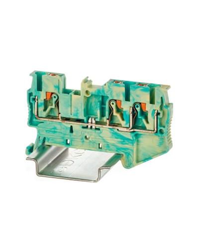 Клемма заземления, 3 точки подключения, 2.5 кв.мм (VPR-2.5-TWIN-PE-YG). Клемма заземления, зажим push-in. ДКС в Нижневартовске