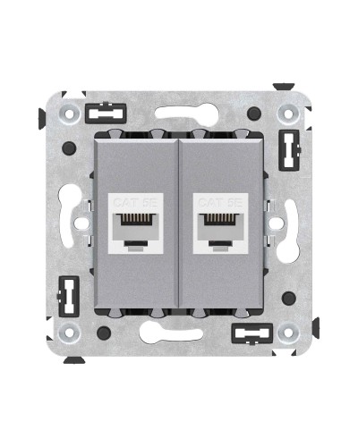 Розетка RJ-45 в стену, кат.5E, Avanti, двойная, закаленная сталь (4404664). Розетка компьютерная. ДКС в Нижневартовске