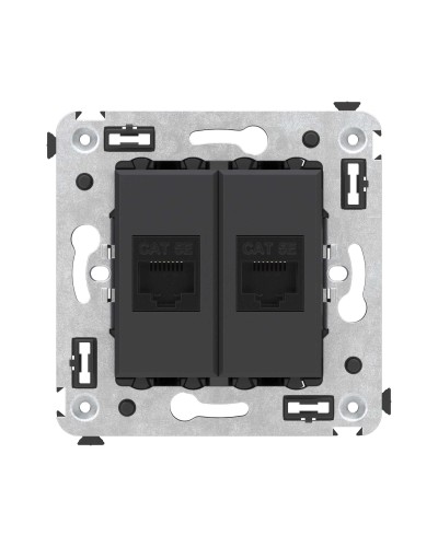Розетка RJ-45 в стену, кат.5E, Avanti, двойная, черный матовый (4412664). Розетка компьютерная. ДКС в Нижневартовске
