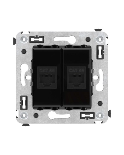 Розетка RJ-45 в стену, кат.5E, Avanti, двойная, черный квадрат (4402664). Розетка компьютерная. ДКС в Нижневартовске