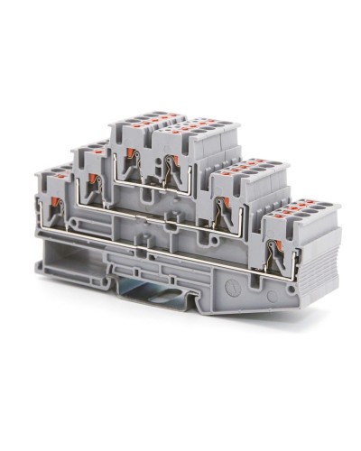 Клемма трехуровневая, зажим push-in, 2.5 кв.мм, серая (VPR-2.5-3L-GY). Клемма проходная, 6 точки подключения. ДКС в Нижневартовске