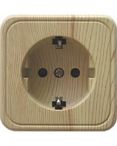 Розетка одинарная открытой установки с з/к, сосна, LK Standard (813225). Розетка с заземляющими контактами и защитными шторками. Экопласт в Нижневартовске