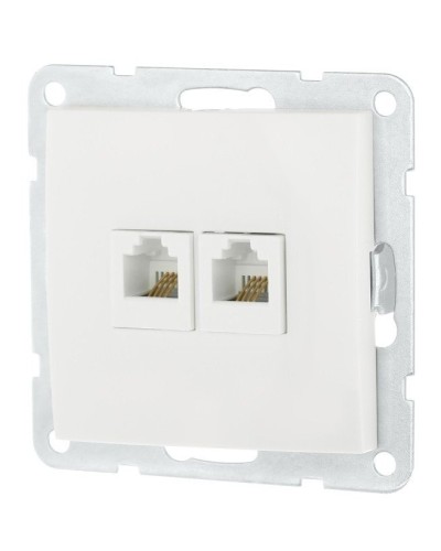 Розетка телефонная двойная 2xRJ-12 с накладкой, белый LK60 (865604-1). Розетка телефонная. Экопласт в Нижневартовске