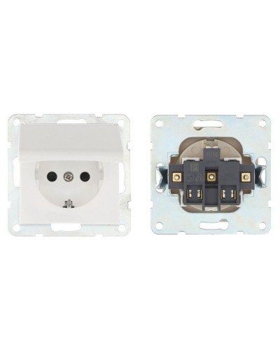 Розетка с з/к, шторками и крышкой, белый LK80 (843404-1). Розетка. Экопласт в Нижневартовске