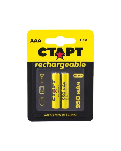 СТАРТ HR03 (AAA, 950mah), упак. 2 шт. БЛИСТЕР. Перезаряжаемые аккумуляторы. СТАРТ в Нижневартовске